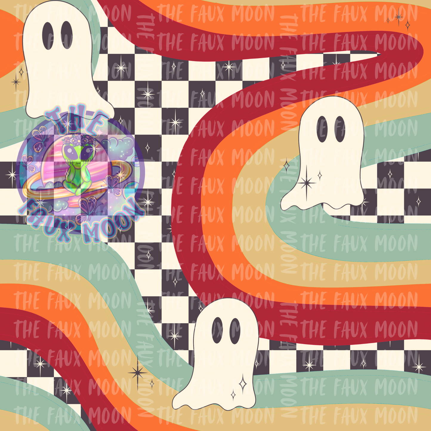 Wavy Check Ghost —Faux