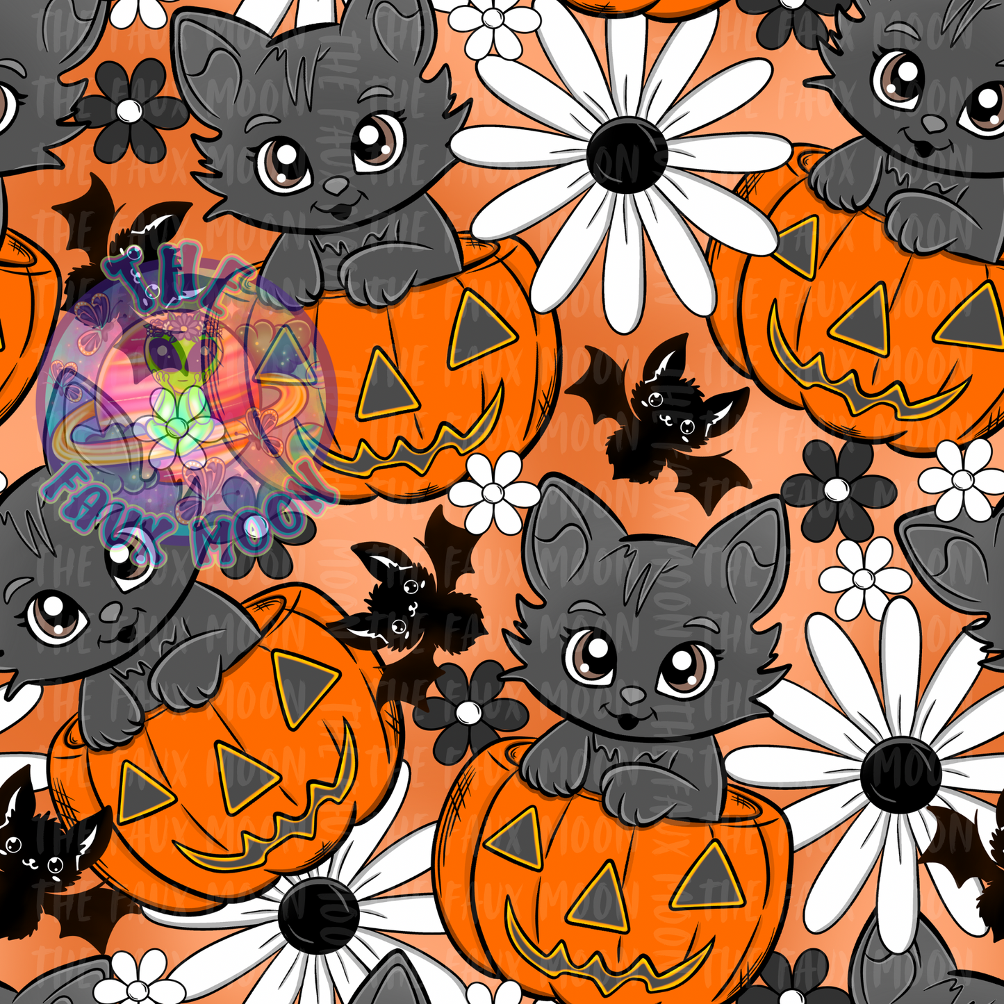 Cat in Pumpkin—Faux