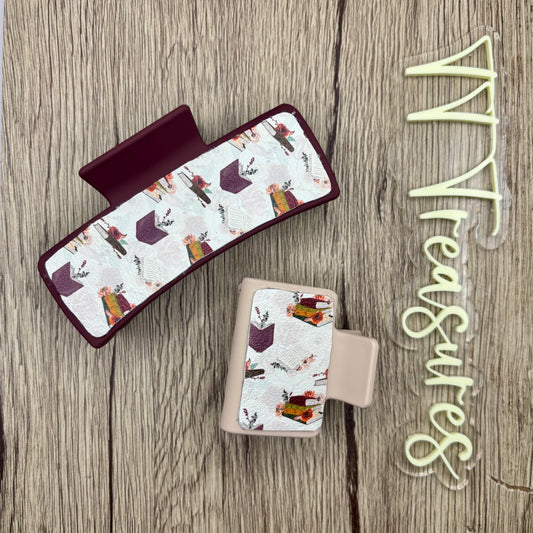 Floral Book Claw Clips